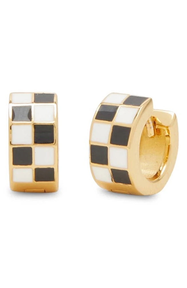 Petit Moments Checkered Huggie Hoop Earrings in Gold at Nordstrom