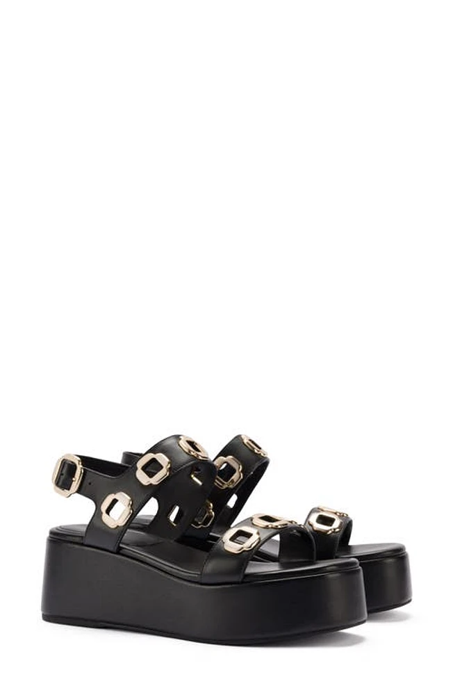 Larroudé Milan Platform Wedge Sandal Black at Nordstrom,