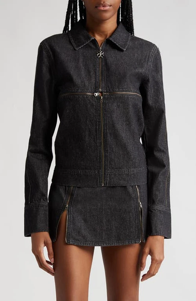 Miaou Lux Raw Denim Jacket in Black at Nordstrom, Size Large