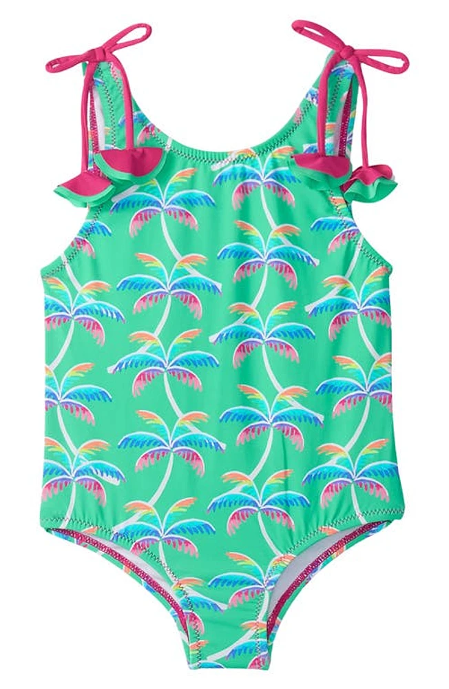 Hatley Rainbow Palm Bow One-Piece Swimsuit Green at Nordstrom,