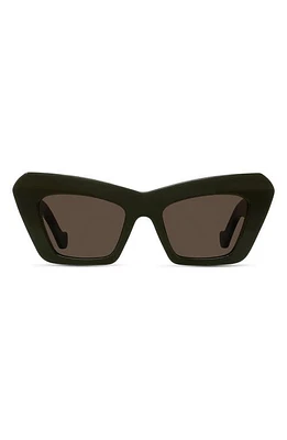 Loewe Anagram 51mm Cat Eye Sunglasses in Shiny Dark Green /Brown at Nordstrom