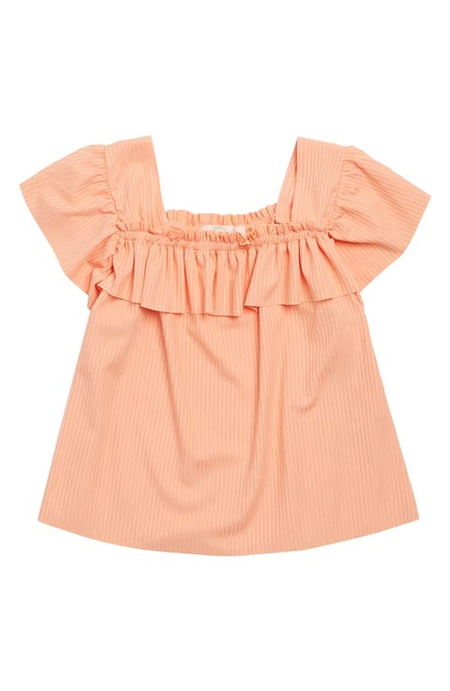 Peek Aren'T You Curious Kids' Ruffle Front Babydoll Top Pale Orange at Nordstrom,