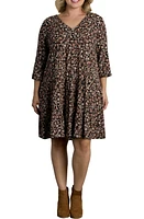 Kiyonna Issy Leaf Print Tiered Tunic Babydoll Dress at Nordstrom,