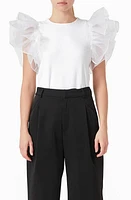 Endless Rose Organza Ruffle Sleeve Top at Nordstrom,