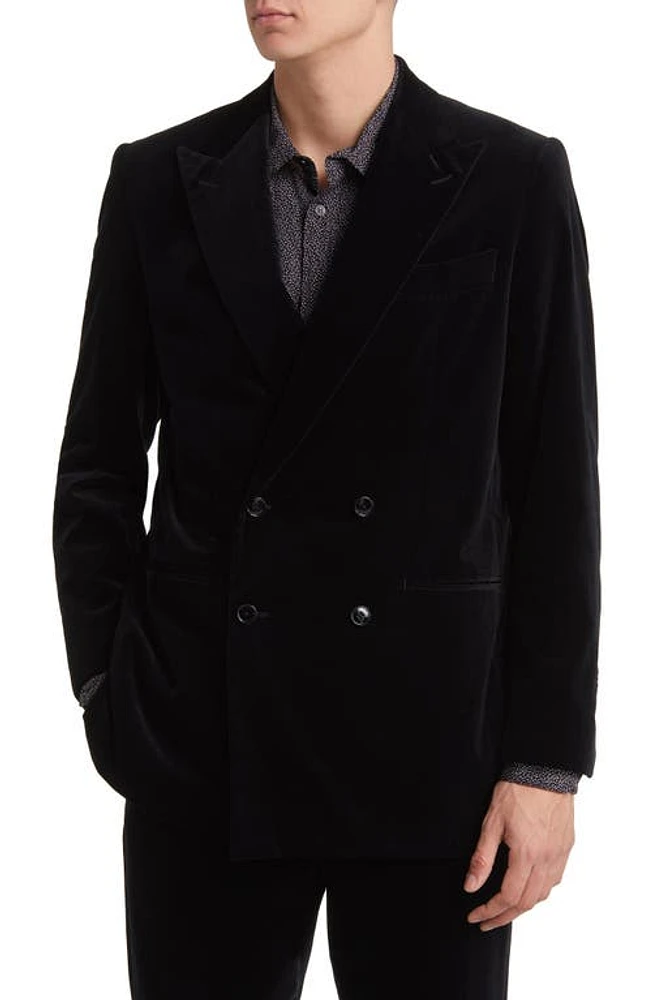 BLK DNM 77 Double Breasted Cotton Sport Coat Black Velvet at Nordstrom, Us