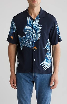 rag & bone Avery Print Camp Shirt Eagle at Nordstrom,