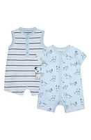 Little Me Puppies Assorted 2-Pack Cotton Rompers Blue at Nordstrom,