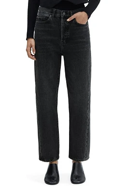 MANGO Forward Seam High Waist Straight Leg Jeans Black Denim at Nordstrom,