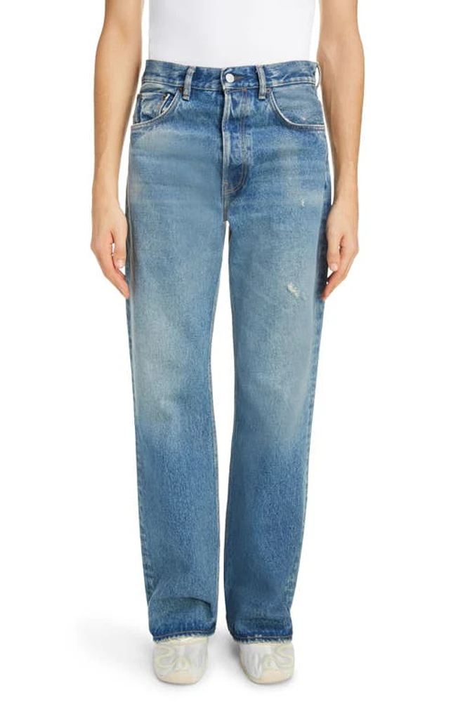 Acne Studios 2021 Vintage Wide Leg Jeans Mid Blue at Nordstrom, X