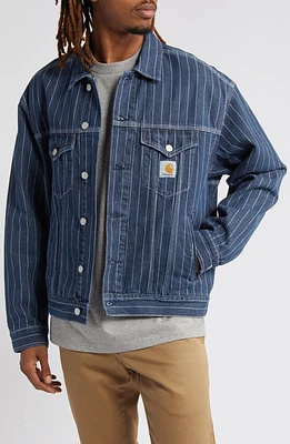 Carhartt Work Progress Orlean Stripe Denim Jacket Blue at Nordstrom,