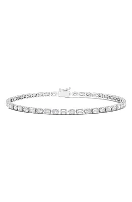 HauteCarat Oval & Emerald Cut Lab Created Diamond Tennis Bracelet in 5.80 Ctw Gold at Nordstrom