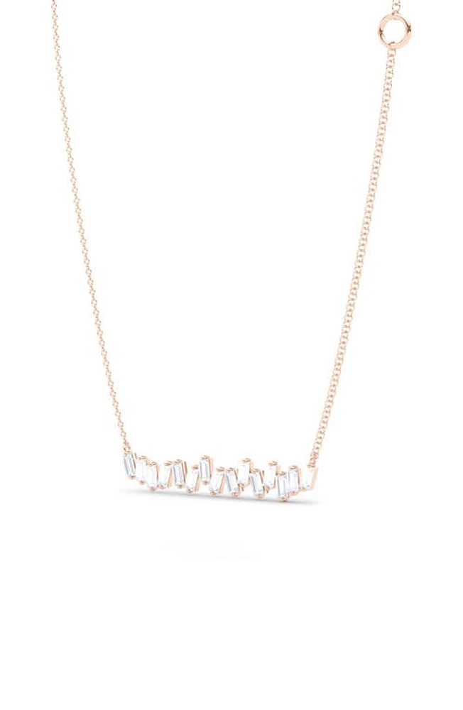 HauteCarat Baguette Lab Created Diamond Bar Pendant Necklace in 18K Rose Gold at Nordstrom