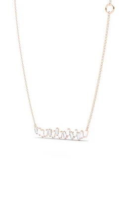 HauteCarat Baguette Lab Created Diamond Bar Pendant Necklace in 18K Rose Gold at Nordstrom