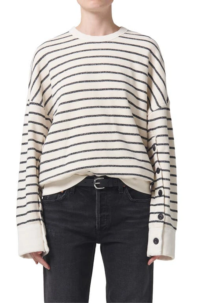 Citizens of Humanity Luella Wide Sleeve Fleece Sweatshirt in Channing Stripe at Nordstrom, Size Small