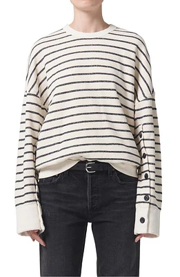 Citizens of Humanity Luella Wide Sleeve Fleece Sweatshirt in Channing Stripe at Nordstrom, Size Small