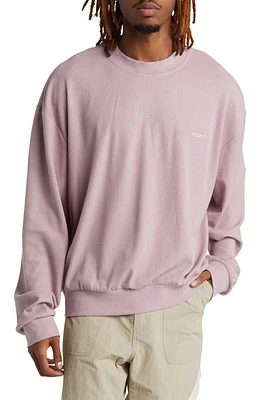 CHECKS Boxy Waffle Knit Crewneck Sweatshirt Lavender at Nordstrom,