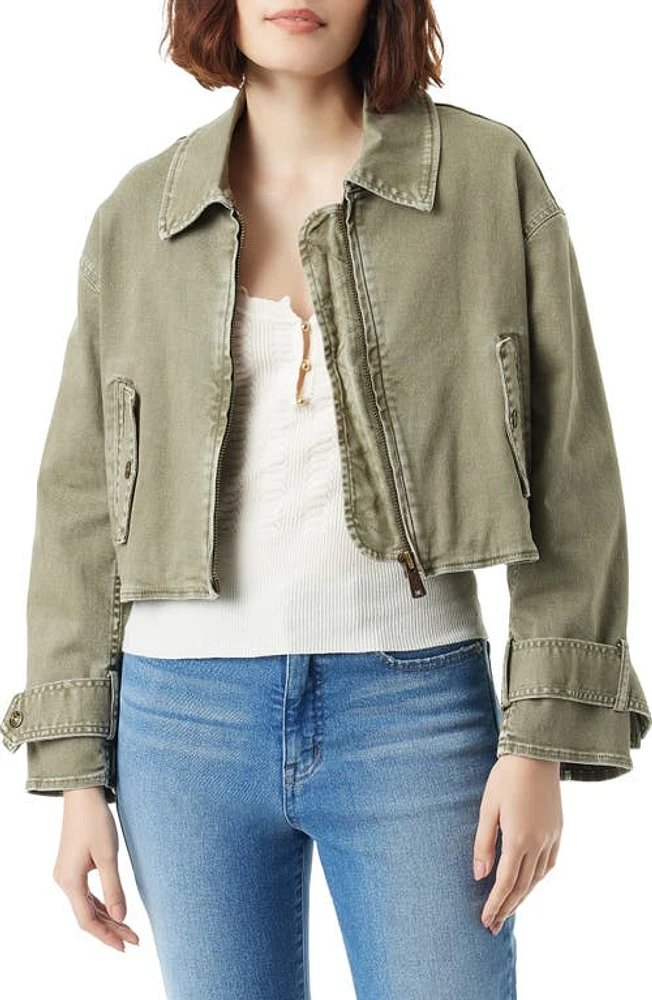 Sam Edelman Mesa Crop Stretch Cotton Moto Jacket Kalamata at Nordstrom,