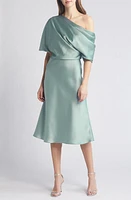 Amsale One-Shoulder Fluid Satin Cocktail Midi Dress at Nordstrom,