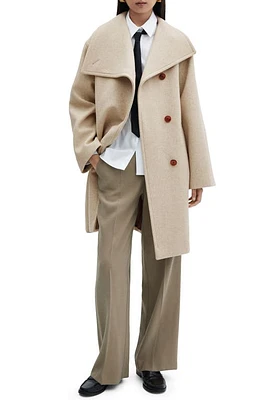 MANGO Oversize Lapel Wool Blend Coat Light Beige at Nordstrom,