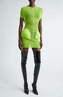 Jean Paul Gaultier Padded Sheer Mesh Minidress Lime at Nordstrom,