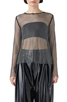 Grey Lab Sheer Rhinestone Top Black at Nordstrom,