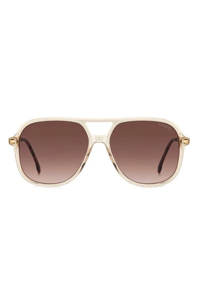 Carrera Eyewear 58mm Navigator Sunglasses in Nude/Brown Gradient at Nordstrom