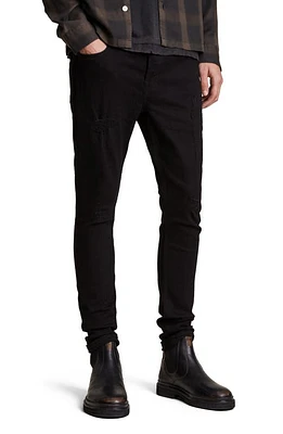 AllSaints Damaged Cigarette Skinny Jeans Black at Nordstrom,