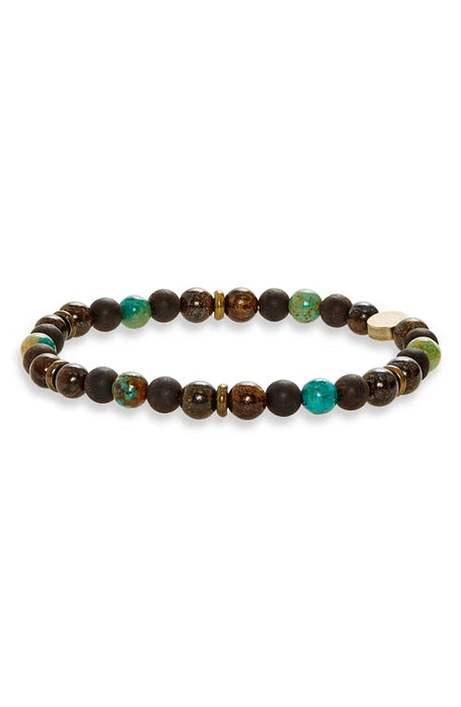 Caputo & Co. Men's Vibrant Beaded Stretch Bracelet in Turquoise at Nordstrom