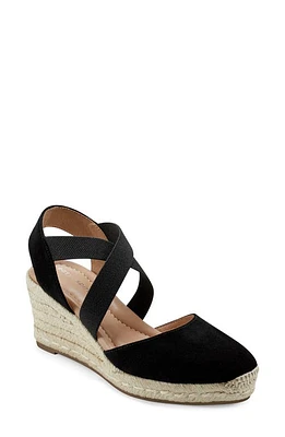 Easy Spirit Meza Strappy Wedge Sandal Black at Nordstrom,