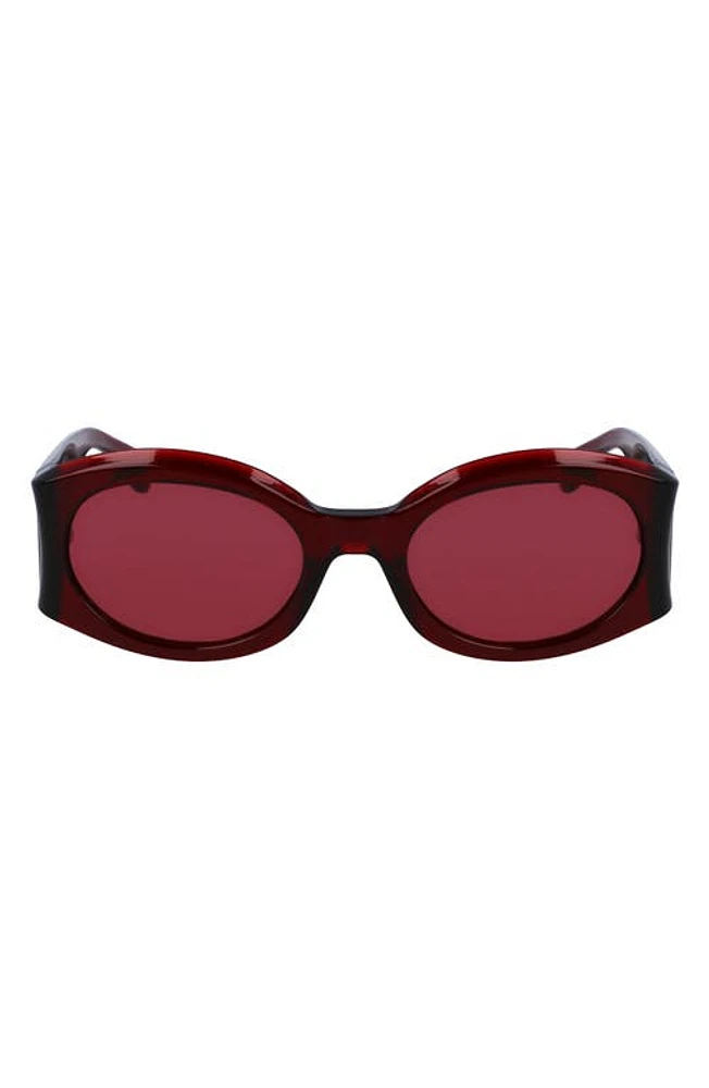 FERRAGAMO Sculpture 55mm Oval Sunglasses in Transparent Burgundy at Nordstrom