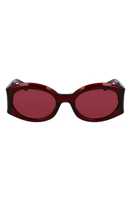 FERRAGAMO Sculpture 55mm Oval Sunglasses in Transparent Burgundy at Nordstrom