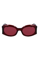 FERRAGAMO Sculpture 55mm Oval Sunglasses in Transparent Burgundy at Nordstrom