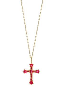 Bony Levy 14K Gold Pink Topaz Cross Pendant Necklace in 14K Yellow Gold at Nordstrom, Size 18