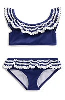 Mini Boden Kids' Ric Rac Two-Piece Swimsuit Sapphire Blue at Nordstrom,