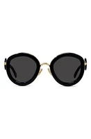 Loewe 49mm Small Round Sunglasses in Shiny Black /Smoke at Nordstrom