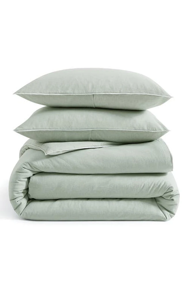 DKNY Pure Washed Linen & Cotton Duvet Cover & Sham Set in Sage at Nordstrom