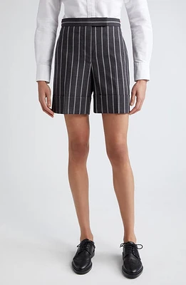 Thom Browne Side Tab Wool Straight Leg Shorts Dark Grey at Nordstrom, Us