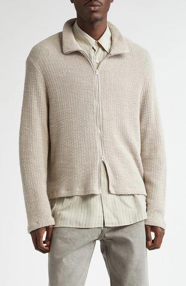 OUR LEGACY Shrunken Zip Cardigan Musk Dusk Rope Weave at Nordstrom, Us