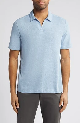 Johnston & Murphy Linen Blend Johnny Collar Polo Light Blue at Nordstrom,