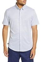 Mizzen+Main Halyard Dot Short Sleeve Stretch Button-Up Shirt Blue Geo Twill Print at Nordstrom,