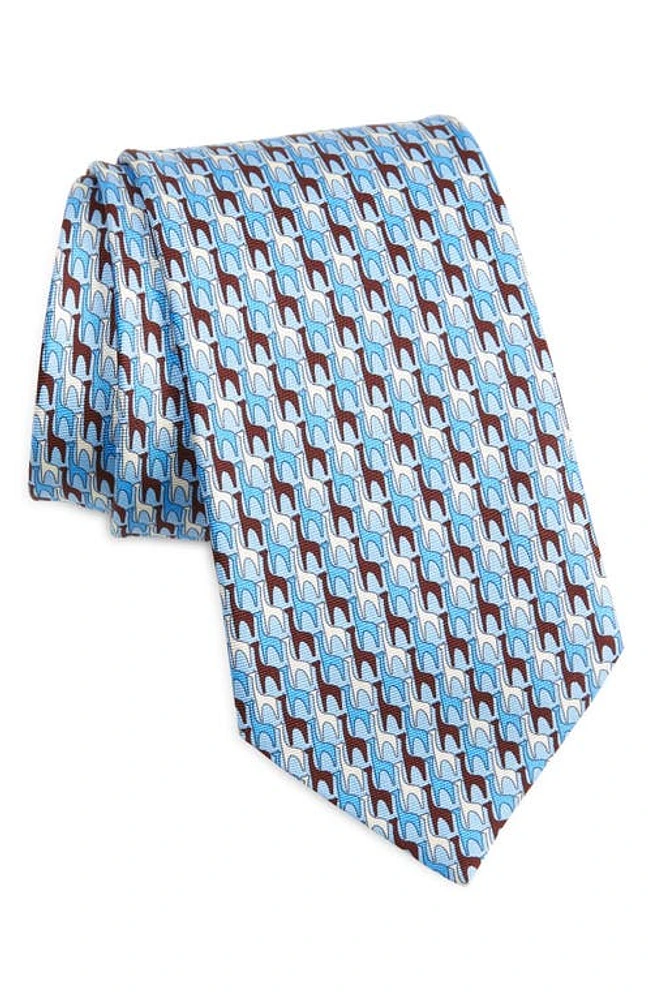 ZEGNA TIES Quadri Giraffe Silk Tie in Light Blue at Nordstrom