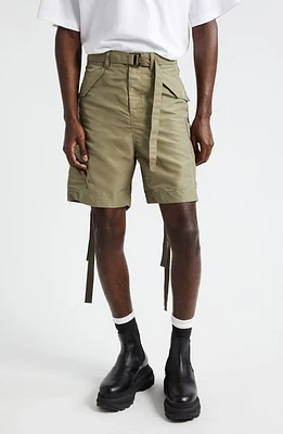 Sacai Tie Detail Nylon Cargo Shorts Light Khaki at Nordstrom,