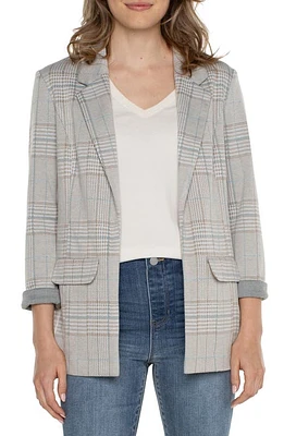 Liverpool Los Angeles Glen Plaid Boyfriend Blazer Oatmeal Grey at Nordstrom, P