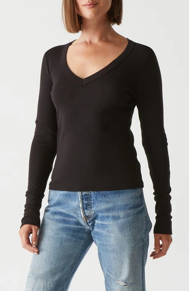 Michael Stars Logan V-Neck Shirt in Black at Nordstrom