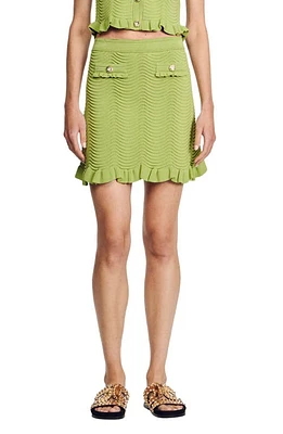 sandro Alina Textured Sweater Skirt Olive Green at Nordstrom,