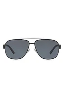 POLO 60mm Polarized Pilot Sunglasses in Shiny Black at Nordstrom