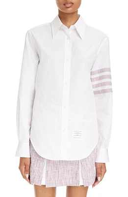 Thom Browne 4-Bar Cotton Poplin Button-Up Shirt White at Nordstrom, Us