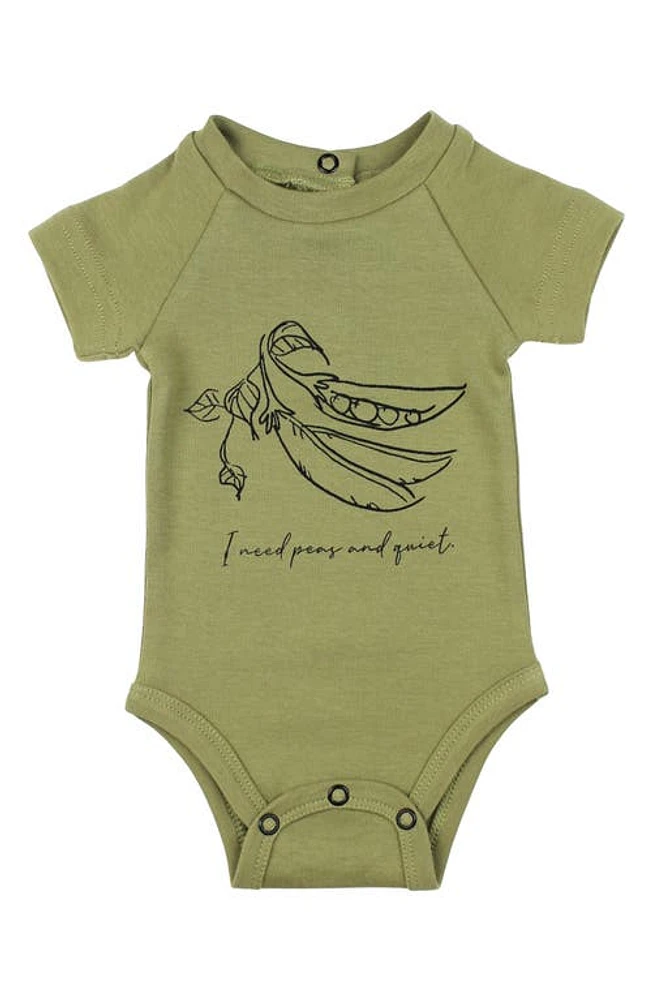 L'Ovedbaby Organic Cotton Graphic Bodysuit in Sage Peas at Nordstrom, Size 18-24M