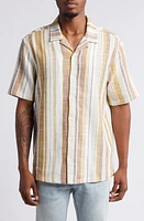 PacSun Dillon Stripe Slub Cotton Camp Shirt Multi at Nordstrom,