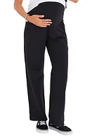 Accouchée Foldover Waistband Stretch Cotton Maternity Pants in Black at Nordstrom